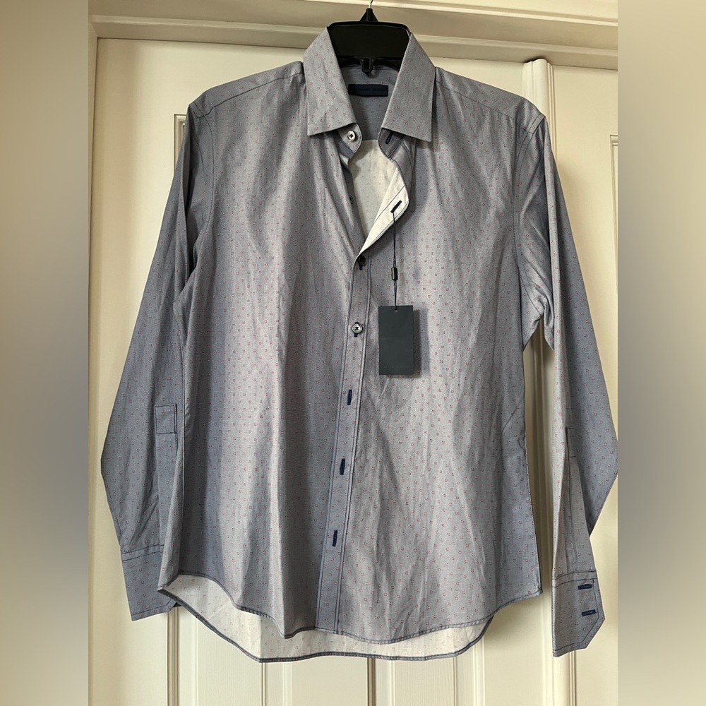NWT Luxury Men's Blue Patterned Shirt